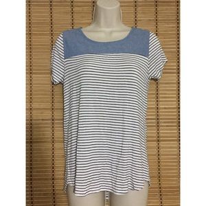 Minimi Maternity Striped Shirt Chambray Yoke SZ L